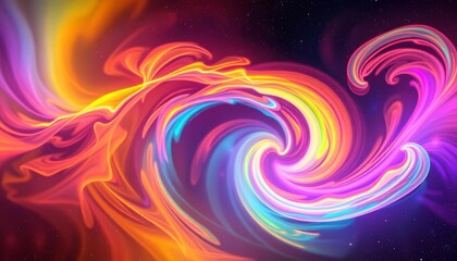 Vibrant rainbow nebula swirls on cosmic backdrop,  constellations,  astral
