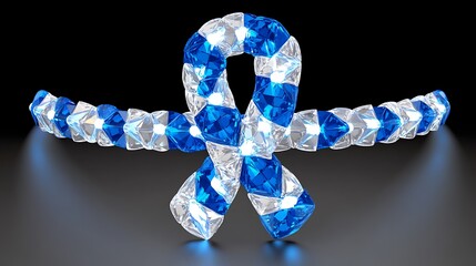 Illuminated blue and clear crystal ribbon, elegantly designed