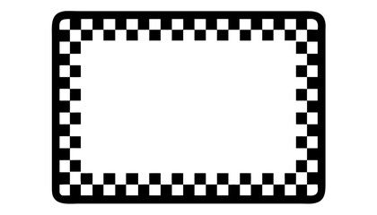 Digital pixel frame border vector design with square elements in black outline, transparent background
