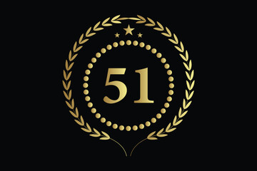 number 51 with laurel wreath icon, vector illustration.
