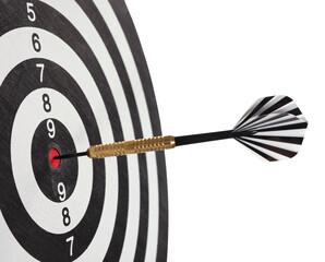 Targeting. Dart board with arrow isolated on white