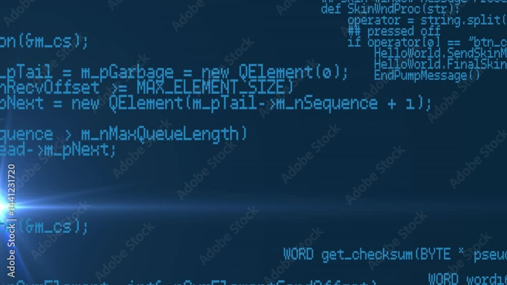 Poster computer monitor displaying c++ code in ide window, featuring bright lens flare effect