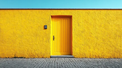 Bright Yellow Wall Texture Background  