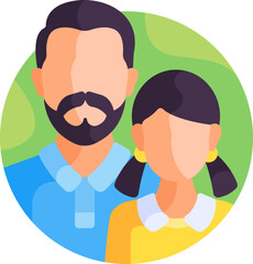 father and daughter illustration on a white background     