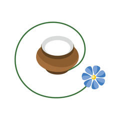 Ceramic pot with a flower design and green vine, showcasing the harmony of nature and handcrafted art