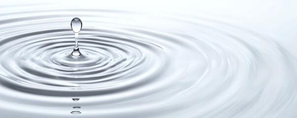 A single drop of water's ripples on a smooth surface.