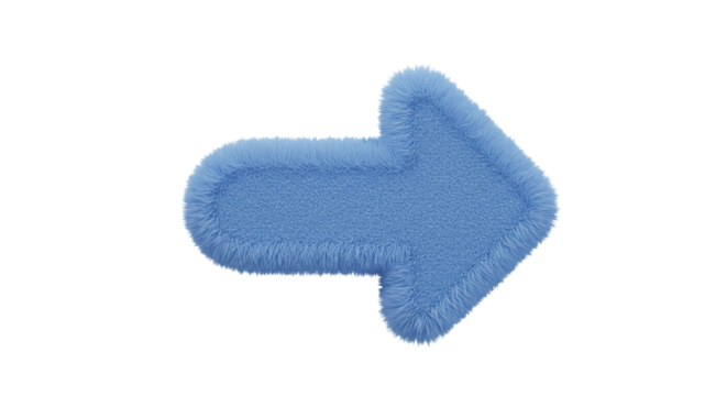 A fluffy light blue arrow pointing right on a black background in a simple and clean design style