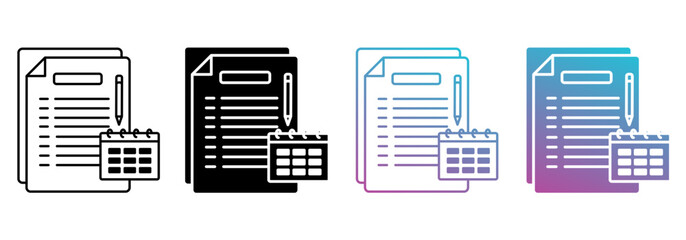 Task planning best icon sheet with line, glyph, gradient multistyle collection of elements for design