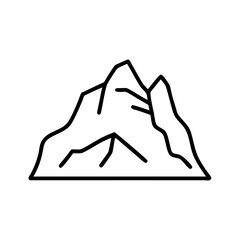 Line icon of rugged mountain peak with steep slopes, symbol of challenge, inner strength, elevation, personal growth and nature&rsquo;s resilience
