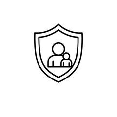 Fototapeta premium Parent and Child Silhouette Protecting Icon. Child Custody, Family Law Concept. Legal, Parenting, Web/App Symbol, Vector