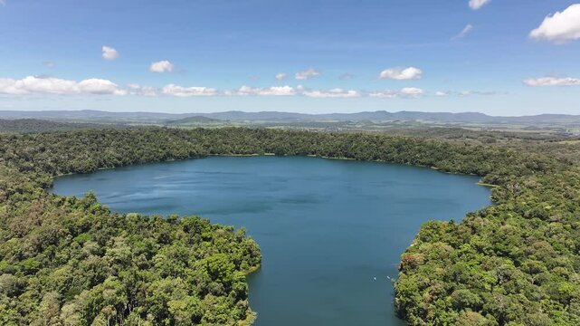 Aerial footage of Lake Barrine Queensland Australia