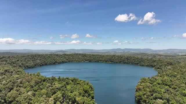 Aerial footage of Lake Barrine Queensland Australia