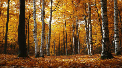 Obraz premium autumn forest tree leaves background, landscape 7