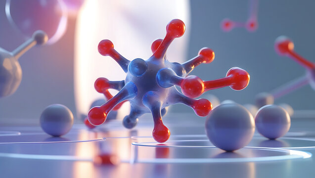Chemical formula, structural formula and 3D ball-and-stick model of anabolic steroid oxandrolone, white background