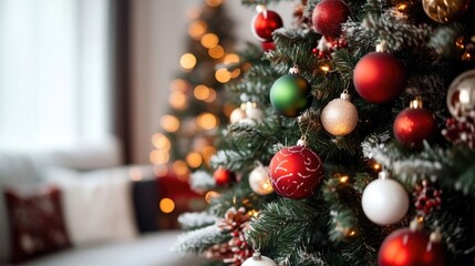Festive Christmas tree adorned with ornaments