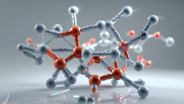 Chemical formula, structural formula and 3D ball-and-stick model of anabolic steroid oxandrolone, white background