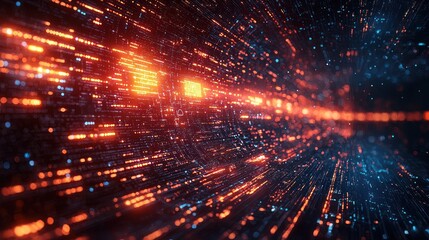 Fototapeta premium Abstract digital background with glowing lines in red and blue colors.