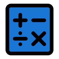 Symbol set illustrating basic mathematical operations for educational materials, apps, or websites.