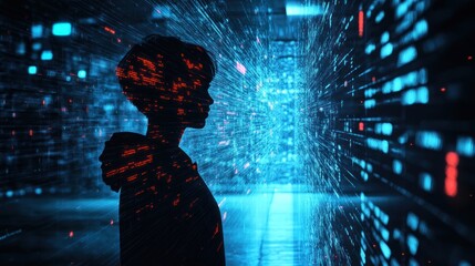 Cyberpunk Girl in Digital Matrix: A Journey into the Digital Realm