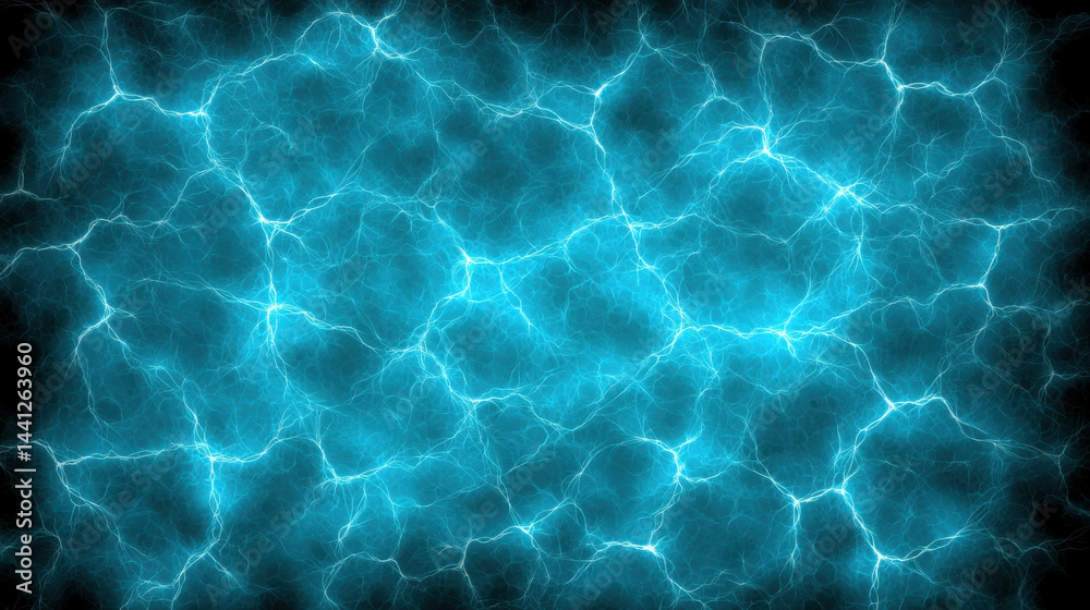 Wall mural electric blue abstract background with intricate lightning patterns and textures