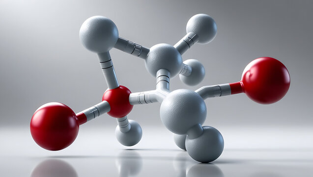 Chemical formula, structural formula and 3D ball-and-stick model of anabolic steroid oxandrolone, white background