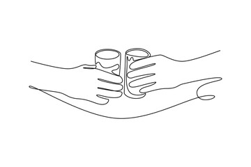  Neighbor sharing concept. Single line draw design. Vector graphic illustration