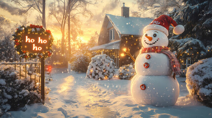 Obraz premium Cheerful snowman with 