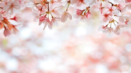 Delicate cherry blossoms in soft focus