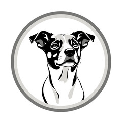 Monochromatic Dog Portrait: Spotted Canine in Circular Frame