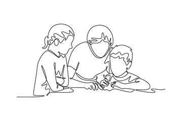  Neighbor sharing concept. Single line draw design. Vector graphic illustration