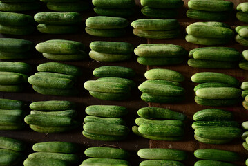Cucumbers arranged symmetrically 