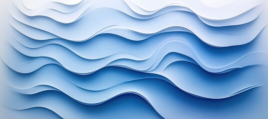 Fototapeta premium Abstract blue wave paper art design, background pattern for digital art, textile, and decorative usage