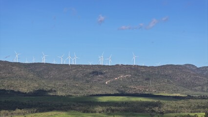 Aerial photo of Mt Emerald Wind Farm near Atherton Queensland Australia