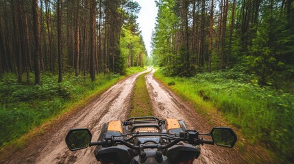 Exploring the forest trails with an ATV adventure in the wilderness