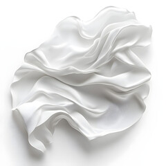 Fototapeta premium A sheet of white paper flying through the air, with edges curled and suspended mid-motion, isolated on a white background.