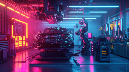Fototapeta premium ai mechanic car