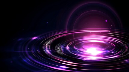 Vibrant Spiral Waves with Glowing Light in Dark Space Background