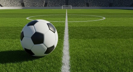 Obraz premium Soccer Ball on a Lush Green Field Ready for the Big Game