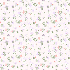 Flower pattern, ditsy floral seamless pattern. Small little flower background. Repeat pattern. Ditsy print. Botanic surface design. Ditsy floral flower pattern for fashion, fabric, wrapping, decor