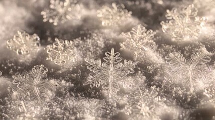 Enchanted Winter Wonderland: A Close-Up of Delicate Snowflakes