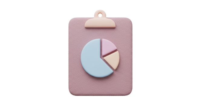 A pastel clipboard with a pie chart on it for business or financial data visualization and analysis fuzzy texture  soft texture  blurry edges  fluffy look  pastel effect  soft focus  hazy style