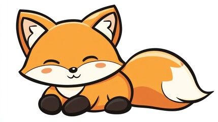 Obraz premium Cute cartoon fox illustration, isolated on white background, possible use for children's book or educational materials