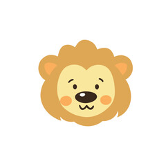 Cute Lion Face Mascot, Adorable Animal Character Design