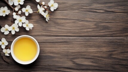 Fototapeta premium Spring Tea on a Rustic Wooden Table