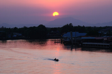 the river with sunset background
