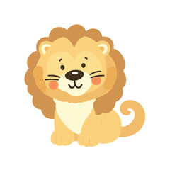 Fototapeta premium Cute Lion Mascot, Adorable Animal Character Design