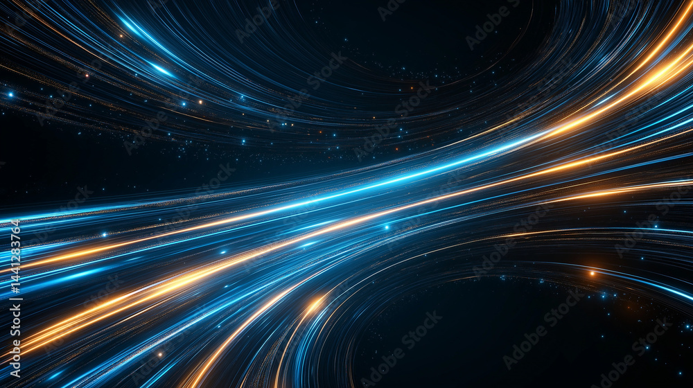 Wall mural digital flow: a vibrant display of dynamic light trails with an energy-infused abstract background, 