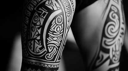 A woman's legs are covered in tattoos, including a design of a fish