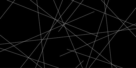 An abstract geometric pattern featuring random diagonal lines on a black background. The design is monochrome with a minimalistic outline style, creating a trendy, modern, and dynamic texture.