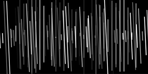 An abstract geometric pattern featuring random diagonal lines on a black background. The design is monochrome with a minimalistic outline style, creating a trendy, modern, and dynamic texture.